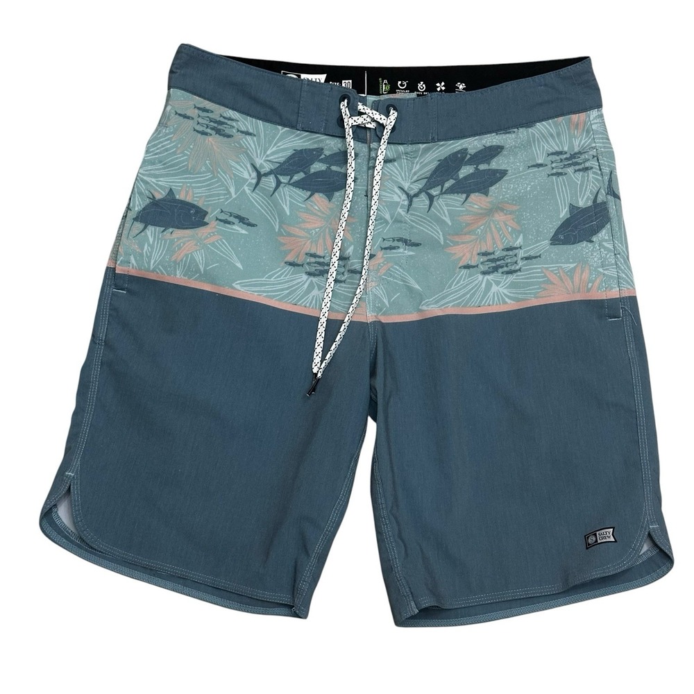 Salty Crew Board Shorts Mens Size 30 Inseam 9" Trunks Fish Pockets Swim Logo - Picture 8 of 8